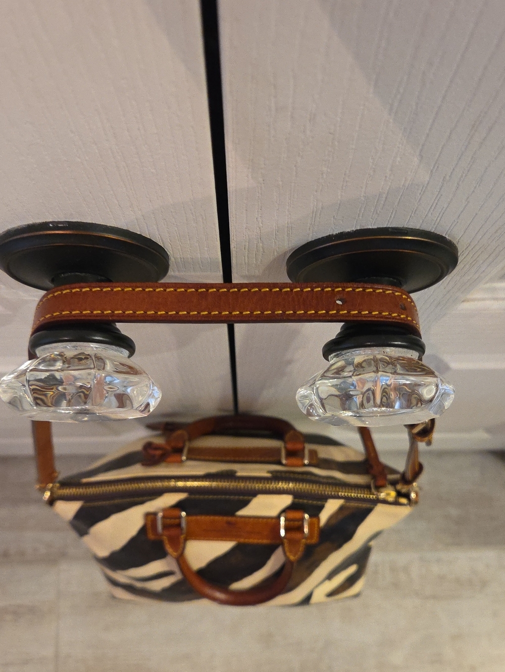 Used Dooney & Bourke Brown Cream Zebra-Print Satchel with Wallet Set - Picture 9 of 11